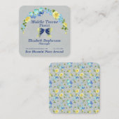 Gele Buttercups en Blue Iris Vierkante Visitekaartje (Voorkant / Achterkant)