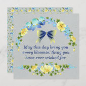 Gele Buttercups en Blue Iris Wenskaart Kaart (Voorkant / Achterkant)