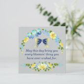 Gele Buttercups en Blue Iris Wenskaart Kaart (Staand voorkant)