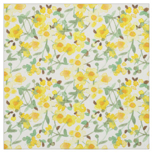 Gele Buttercups Flowers Waterverf Dress Bedroom Stof