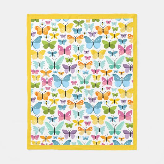Gele Butterflies Fleece Blanket Deken (Voorkant)