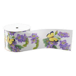 Gele Butterflies Floral Flowers Ribbon Grosgrain Lint