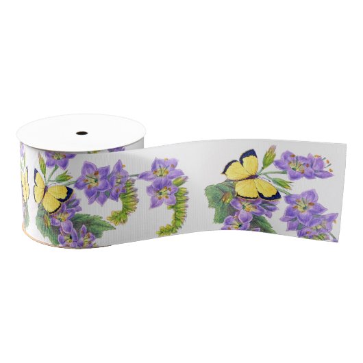 Gele Butterflies Floral Flowers Ribbon Grosgrain Lint (Spoel)