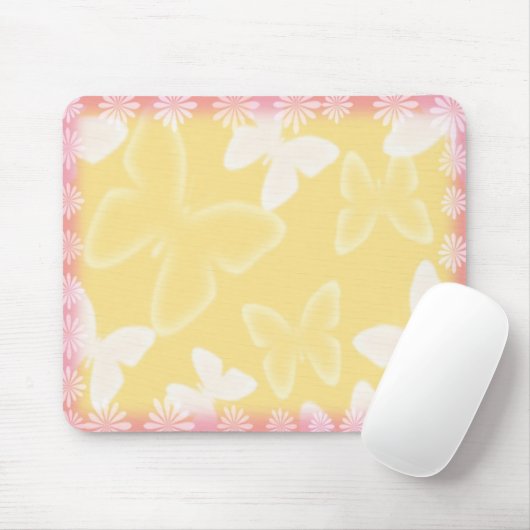 Gele Butterflies Mousepad Muismat (Met muis)