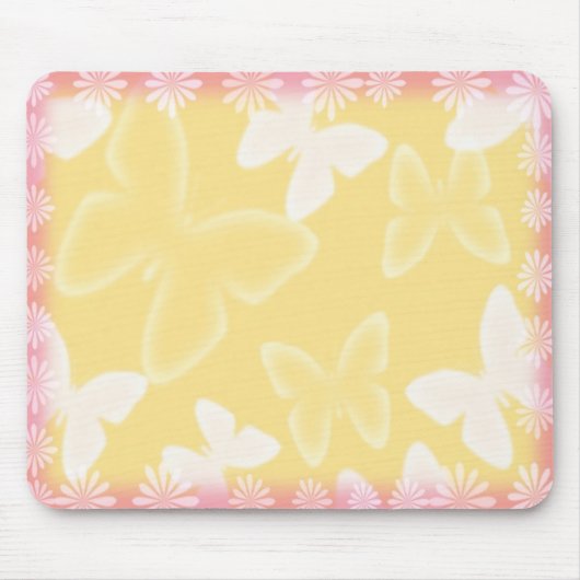 Gele Butterflies Mousepad Muismat (Voorkant)