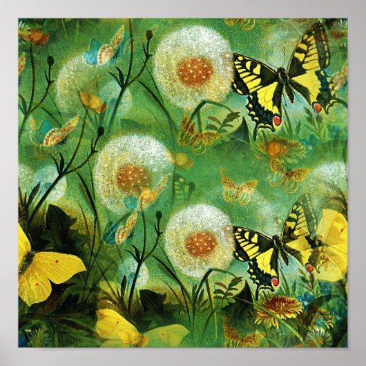 Gele Butterflies. Poster (Voorkant)