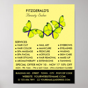 Gele Butterflies, schoonheidsspecialist, Beauty Sa Poster