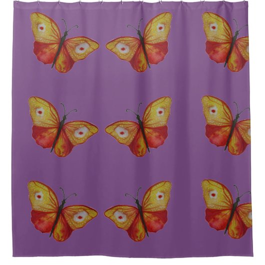 Gele Butterflies Showgordijn Douchegordijn (Voorkant)