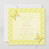 Gele Butterfly Sweet Sixteen Uitnodiging (Achterkant)