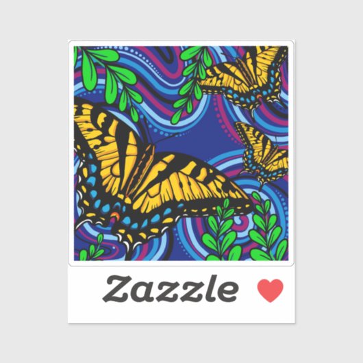 Gele Butterfly Vinyl Sticker (Vel)