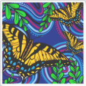 Gele Butterfly Vinyl Sticker (Voorkant)