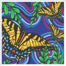 Gele Butterfly Vinyl Sticker