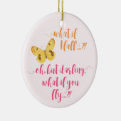 Gele Butterfly - Wat als ik herfst? Inspirerend Keramisch Ornament (Rechts)