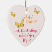 Gele Butterfly - Wat als ik herfst? Inspirerend Keramisch Ornament (Rechts)