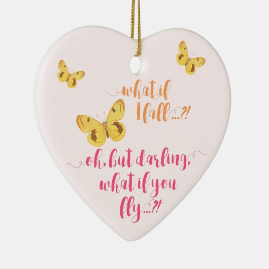 Gele Butterfly - Wat als ik herfst? Inspirerend Keramisch Ornament (Rechts)