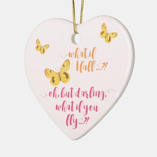 Gele Butterfly - Wat als ik herfst? Inspirerend Keramisch Ornament (Links)