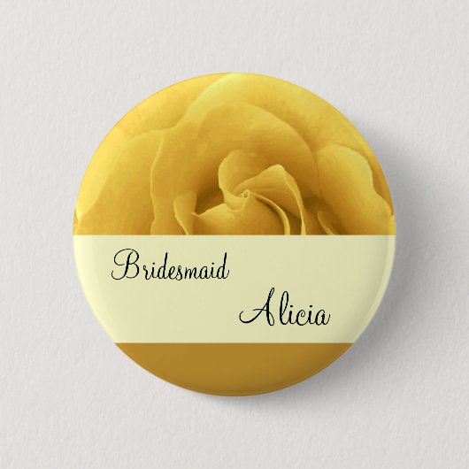 Gele Button met roze en gouden bruiloft (Voorkant)