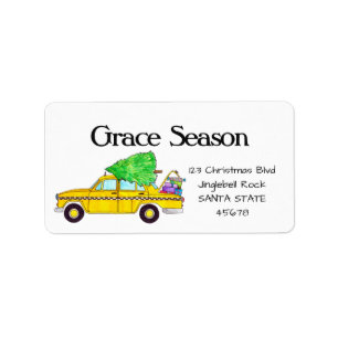 Gele Cab Taxi Kerstcadeaus Vakantie Post Etiket