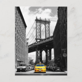 Gele cabine nabij Manhattan Bridge, New York City Briefkaart