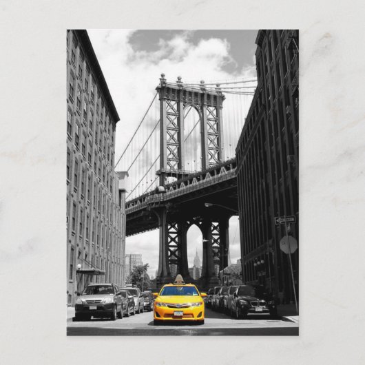 Gele cabine nabij Manhattan Bridge, New York City Briefkaart (Voorkant)