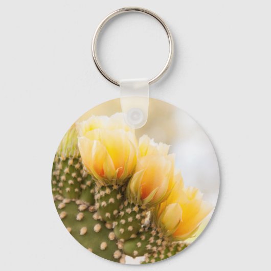 Gele cactus bloeien in Arizona Sleutelhanger (Voorkant)