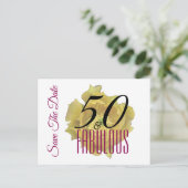 Gele Cactus Bloem 50 en Fabulous Save The Date Aankondigingskaart (Staand voorkant)