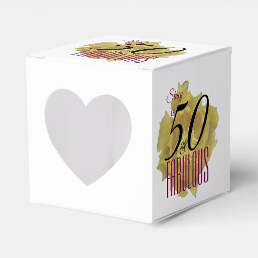 Gele Cactus Bloem 50 en Fabulous Verjaardag Bedankdoosjes (Voorkant Zijde)