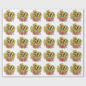 Gele Cactus Bloem 50 en Fabulous Verjaardag Cadeaupapier (Vlak)