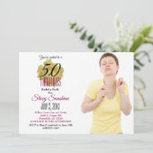 Gele Cactus Bloem 50 en Fabulous Verjaardag Kaart (Staand voorkant)