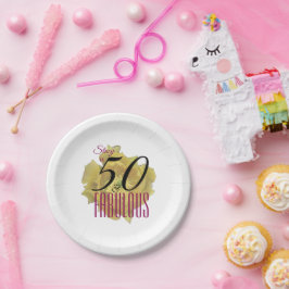 Gele Cactus Bloem 50 en Fabulous Verjaardag Papieren Bordje