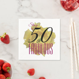 Gele Cactus Bloem 50 en Fabulous Verjaardag Servet