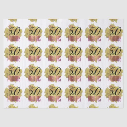 Gele Cactus Bloem 50 en Fabulous Verjaardag Tissuepapier (Voorkant)