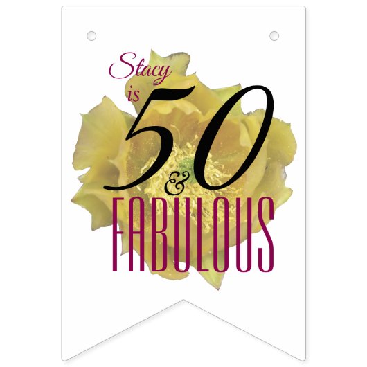 Gele Cactus Bloem 50 en Fabulous Verjaardag Vlaggetjes (Tweede vlag)