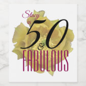 Gele Cactus Bloem 50 en Fabulous Verjaardag Wijn Etiket (Enkel label)