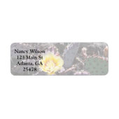 Gele cactus bloem in april etiket (Voorkant)