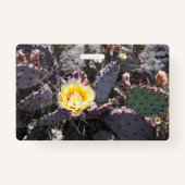 Gele cactus bloem in de lente badge (Achterkant)