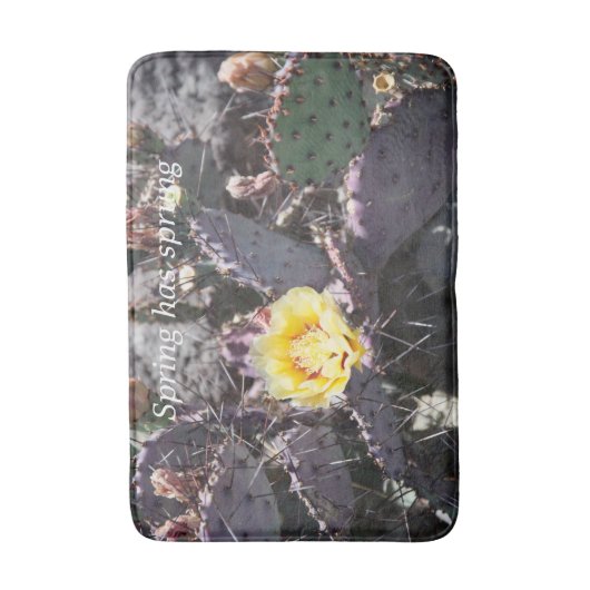 Gele cactus bloem in de lente badmat (Voorkant Verticaal)