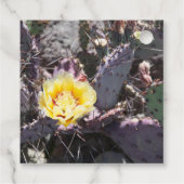 Gele cactus bloem in de lente bedankjes labels (Achterkant)