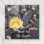 Gele cactus bloem in de lente bedankjes labels (Voorkant)