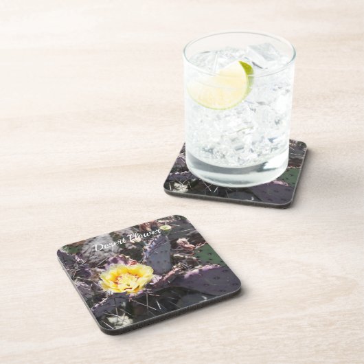 Gele cactus bloem in de lente bier onderzetter (Rechterzijde)