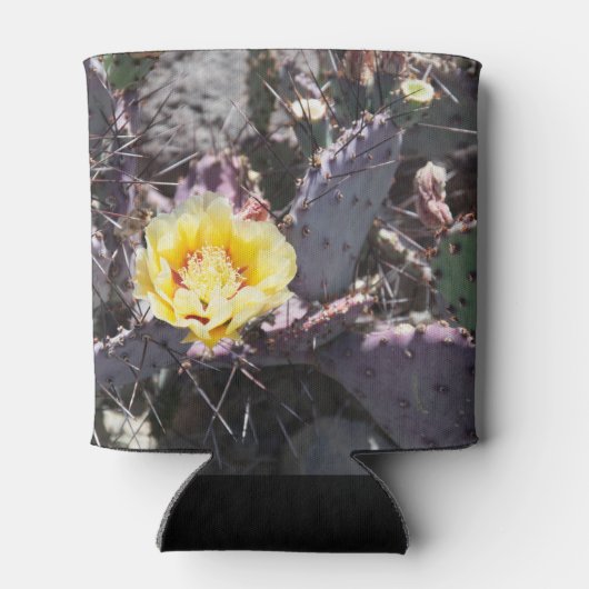 Gele cactus bloem in de lente blikjeskoeler (Achterkant)