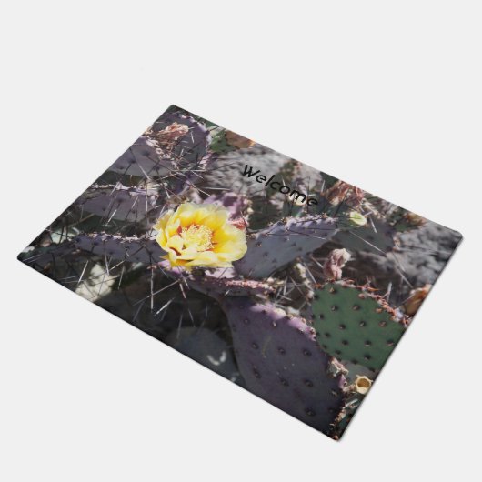 Gele cactus bloem in de lente deurmat (Schuin)