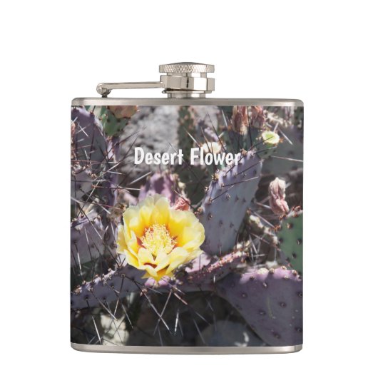 Gele cactus bloem in de lente heupfles (Voorkant)