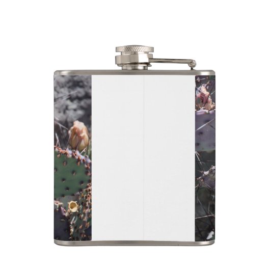 Gele cactus bloem in de lente heupfles (Achterkant)