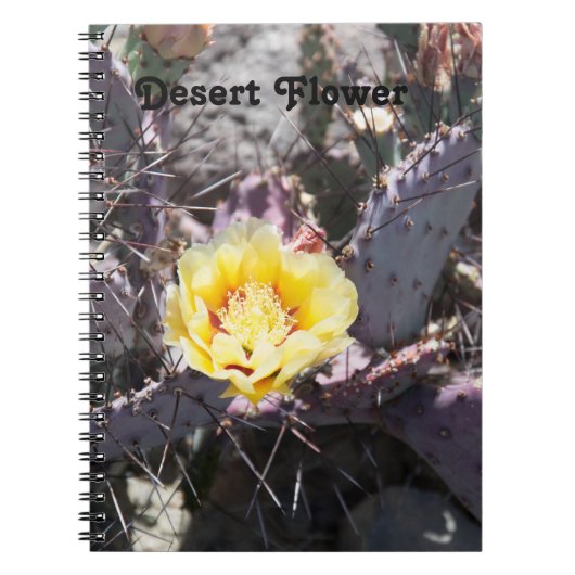 Gele cactus bloem in de lente notitieboek (Voorkant)