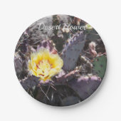 Gele cactus bloem in de lente papieren bordje (Voorkant)