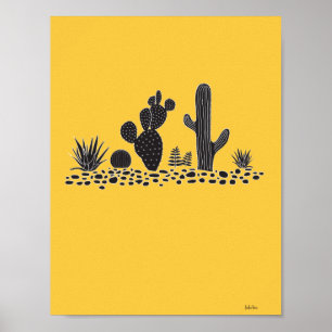 Gele cactus en Poster Succulenten