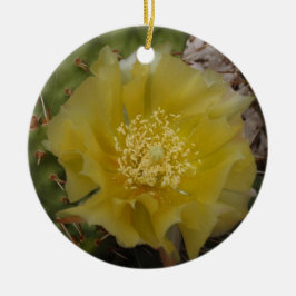 Gele Cactus In Bloei Keramisch Ornament