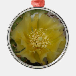 Gele Cactus In Bloei Metalen Ornament
