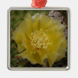 Gele Cactus In Bloei Metalen Ornament